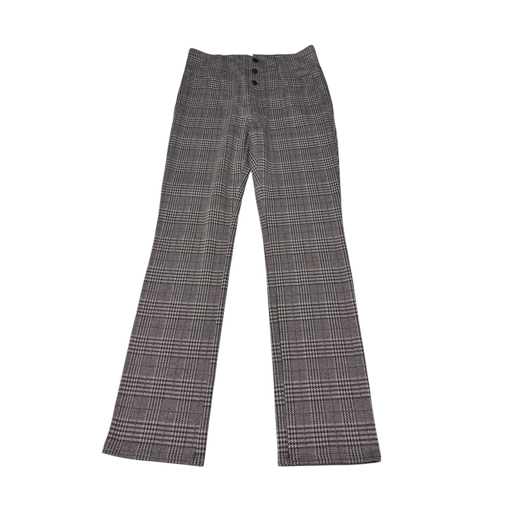 NWT Halara High Waisted Glen Plaid Straight Leg Work Pants Brown Women L W30 L31
